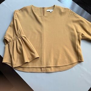 Tibi Cropped Dolman Bell Sleeve Top Womens Small Camel Minimalist Blouse